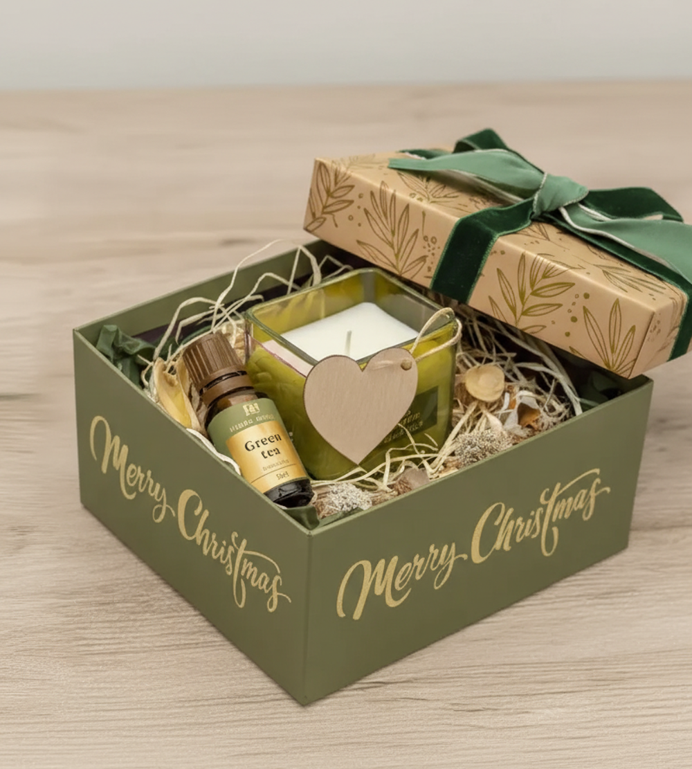 Coffret de No&euml;l bien-&ecirc;tre ? Bougie parfum&eacute;e c?ur, huile esse Décoration