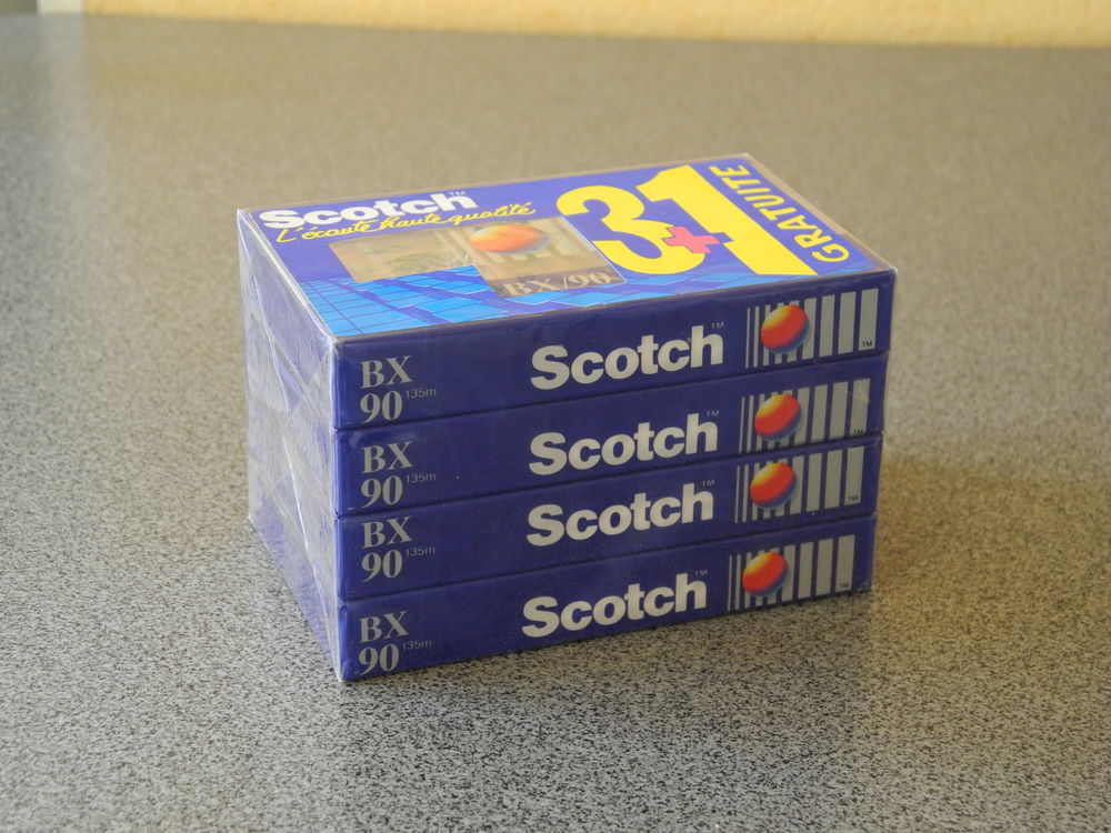 4 Cassettes audio SCOTCH, C90, neuves scell&eacute;s. Audio et hifi
