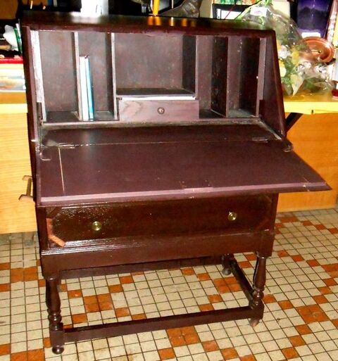 Meuble secr�taire en bois marron chocolat 190 Monflanquin (47)