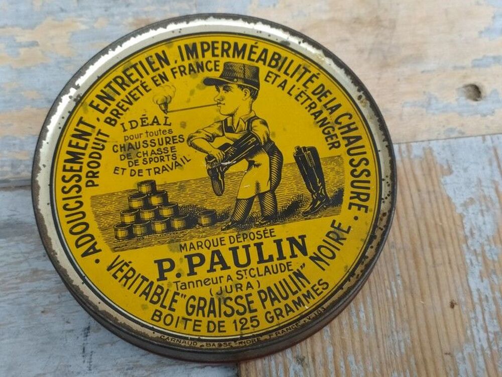 Ancienne Boite Publicitaire graisse Paulin Cirage Chaussure 