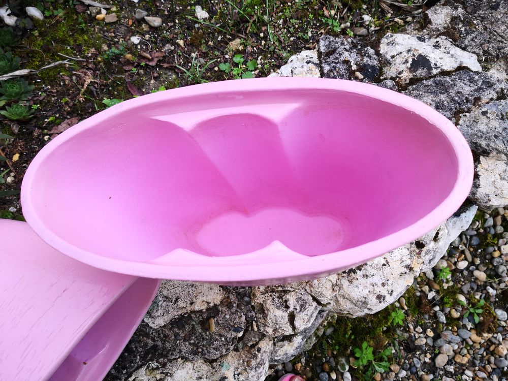 lot de 2 cache pot en c&eacute;ramique rose L 32 x h 22 Décoration