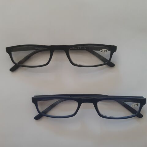 Lot de 2 Lunettes de Lecture Mixte, Monture L�g�re Noir/Bleu Avion (62)