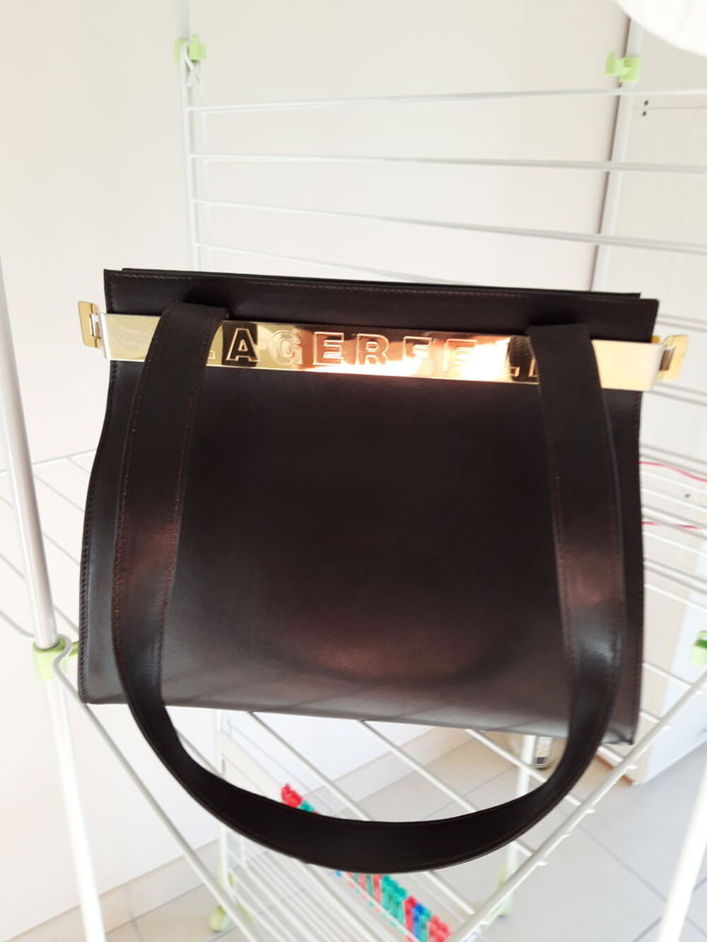 Sac en cuir marron Karl Lagerfeld (original) Vintage Maroquinerie