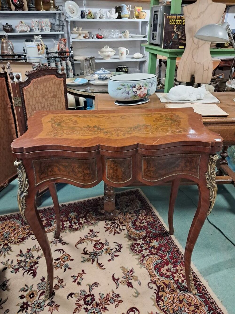 Table &agrave; jeux ancienne style Louis XV Meubles