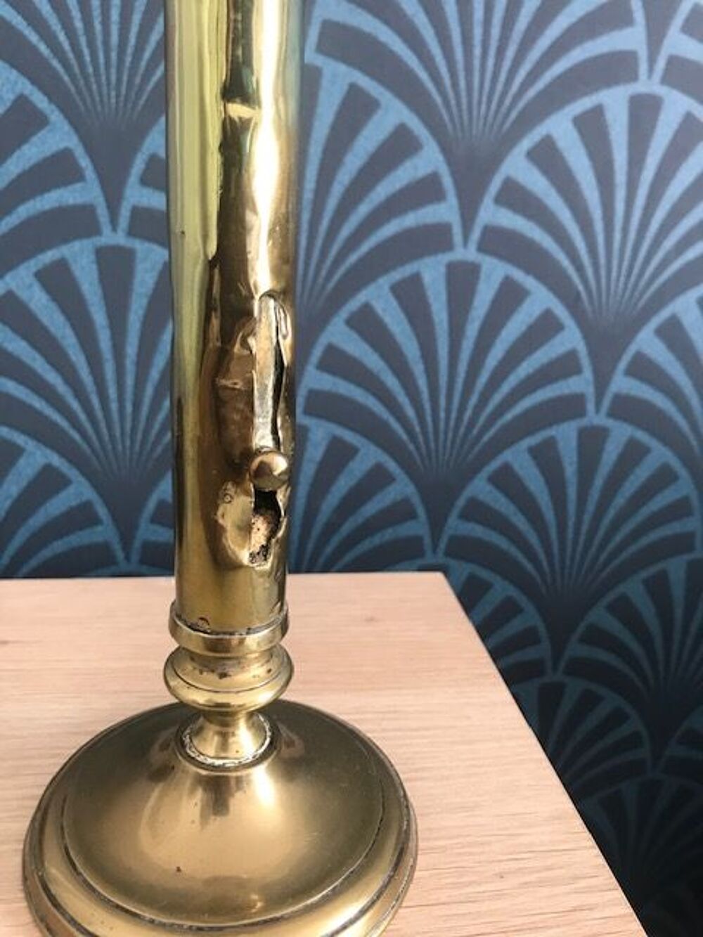 Bougeoir &agrave; bouton en cuivre Décoration