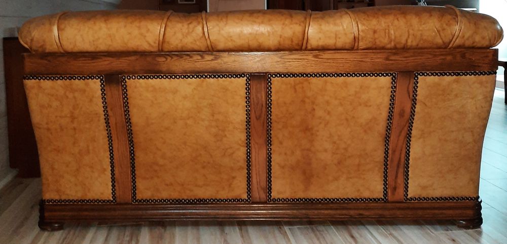 Salon cuir et bois Meubles