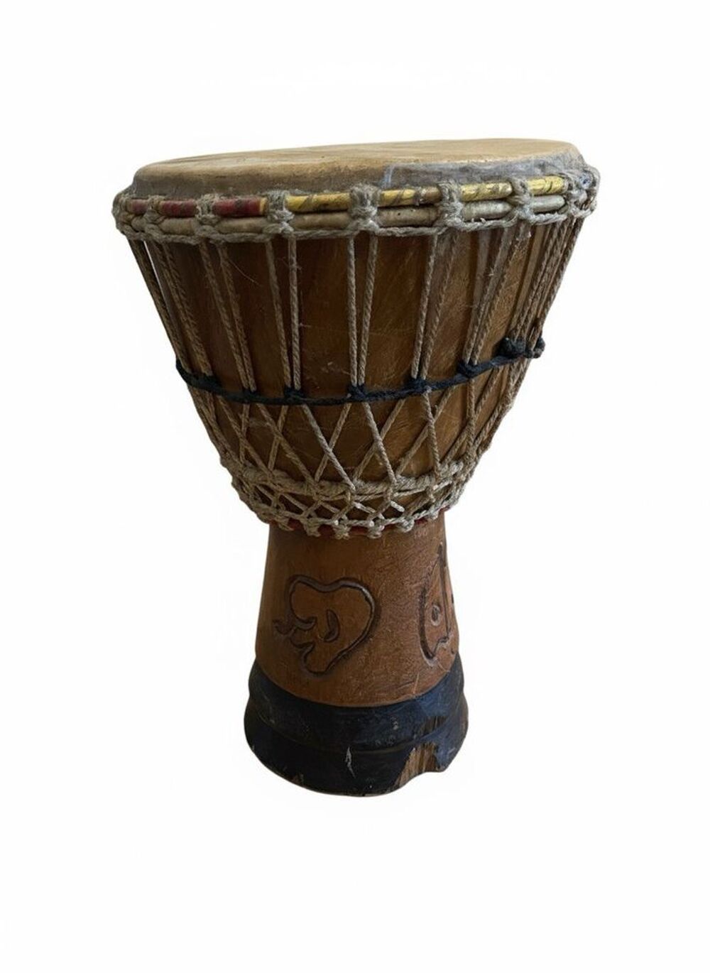 Lot Djemb&eacute; authentique, didgeridoo et meuble &agrave; CD d&eacute;coratif Décoration