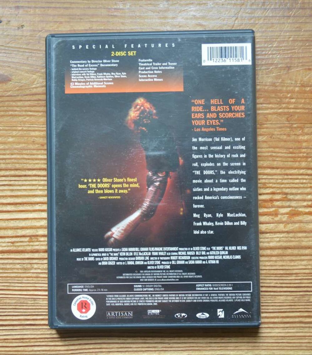DVD The Doors Film Oliver Stone DVD et blu-ray