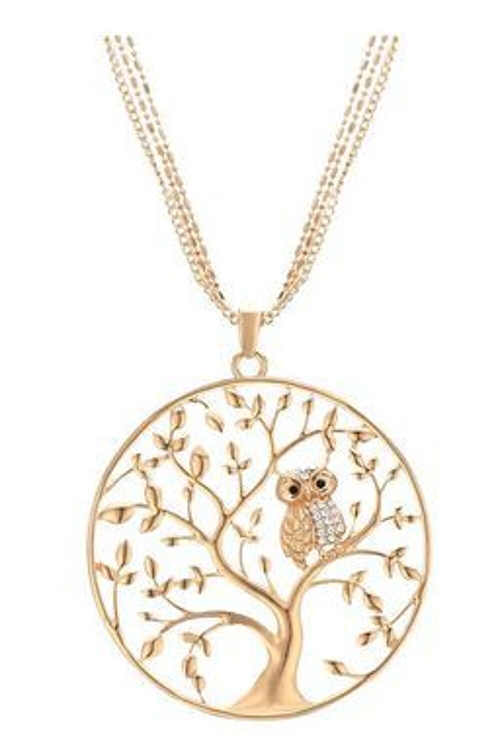 Pendentif arbre de vie avec petit hibou perch&eacute; Bijoux et montres