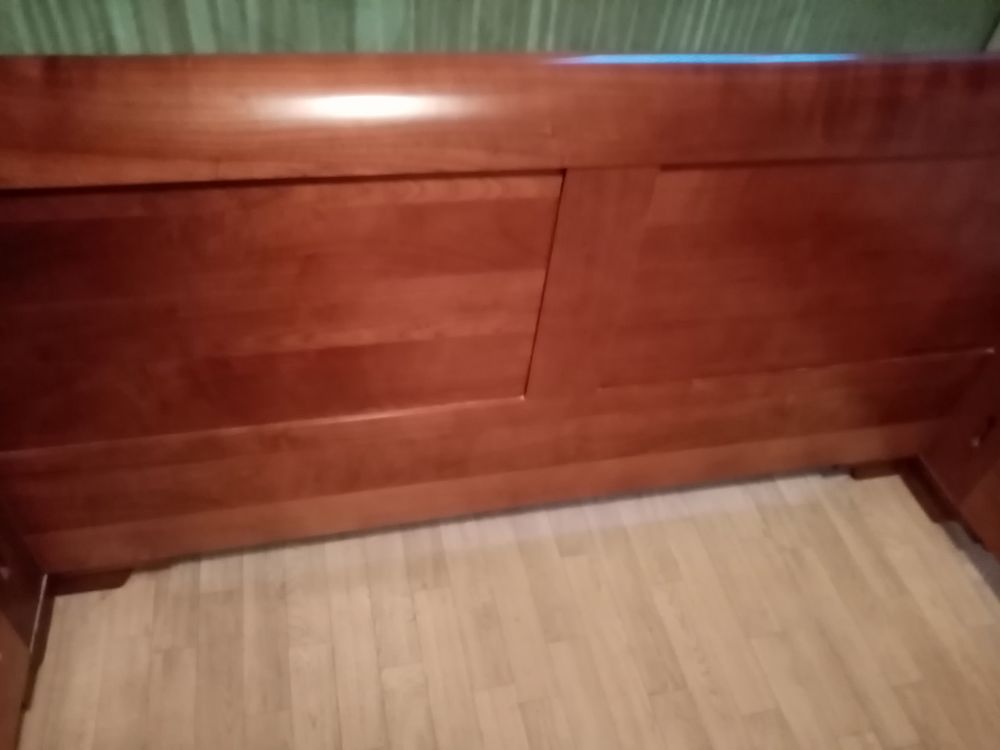 Lit Double en Bois Ch&acirc;taigne Brillant Meubles