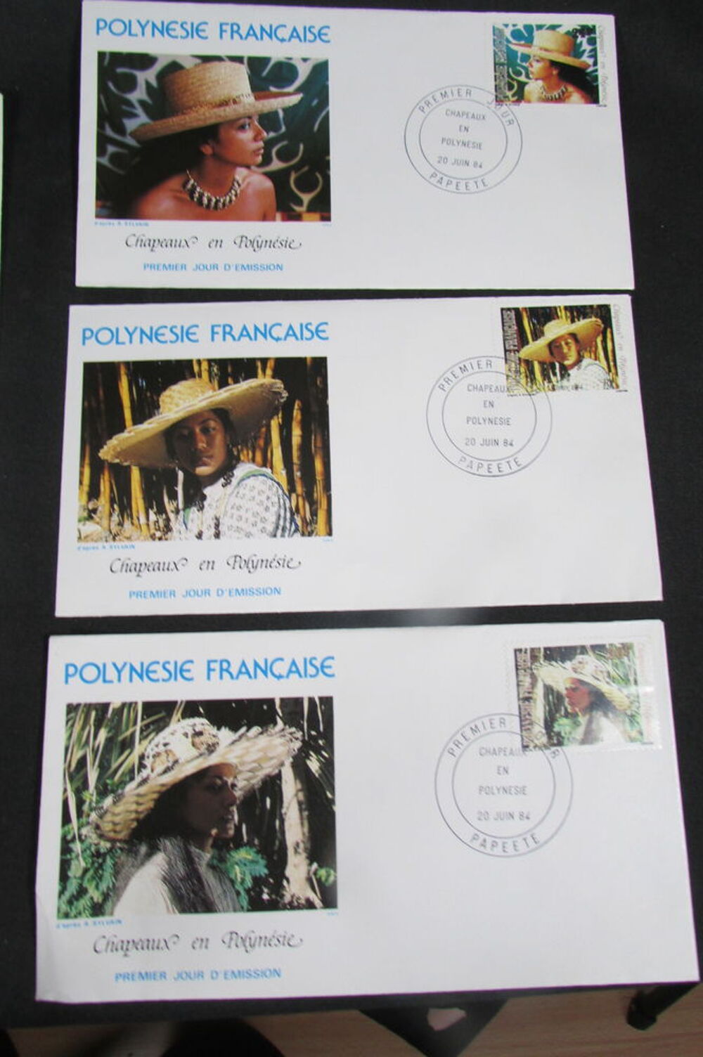 Lot de 8 enveloppes timbr&eacute;es, 1er jour d'&eacute;mission, Polyn&eacute;sie 