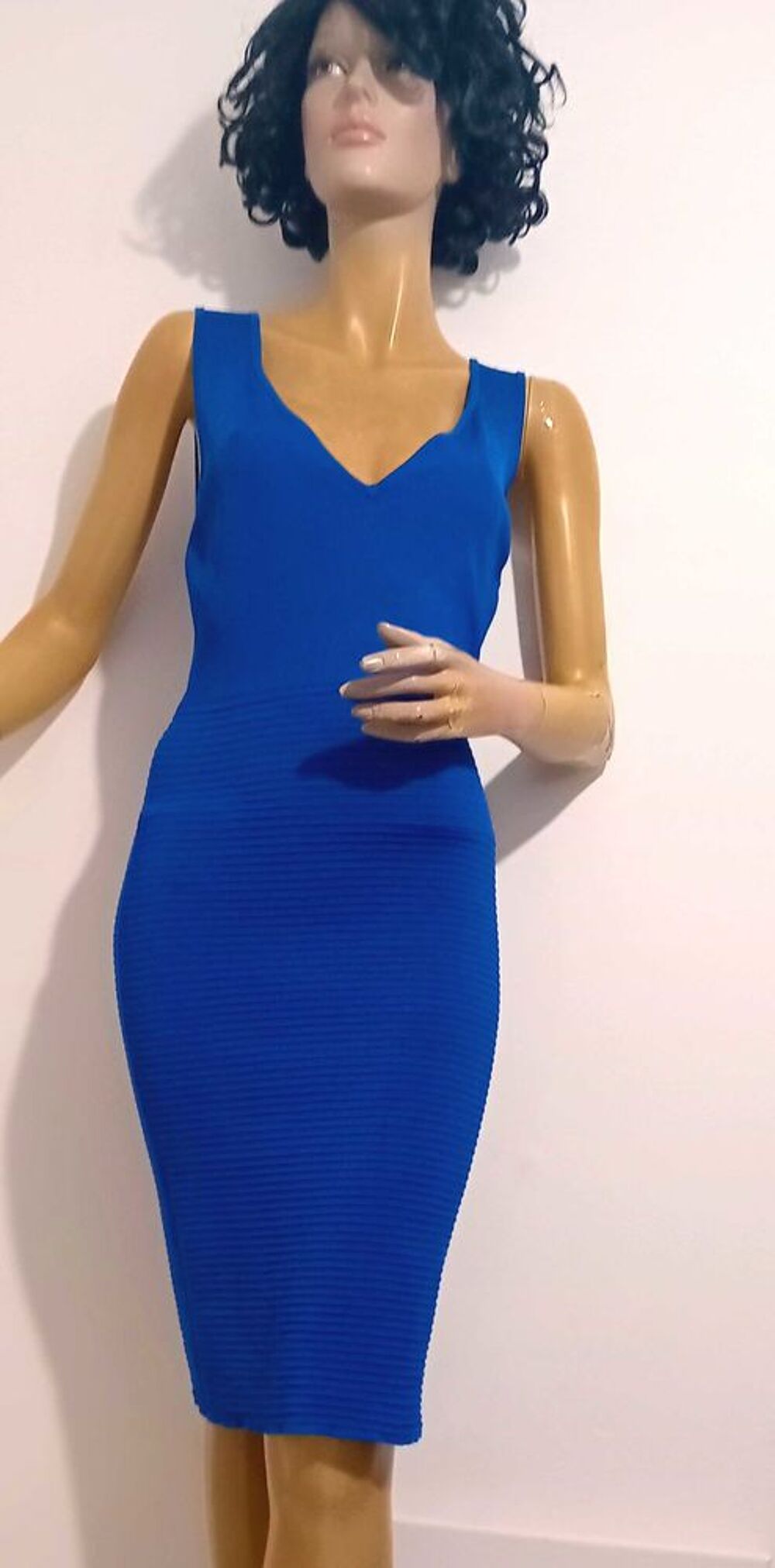 &eth;ŸOE&iquest; Rodier robe moulante ann&eacute;es 90 bleue &eth;ŸOE&iquest; Vêtements