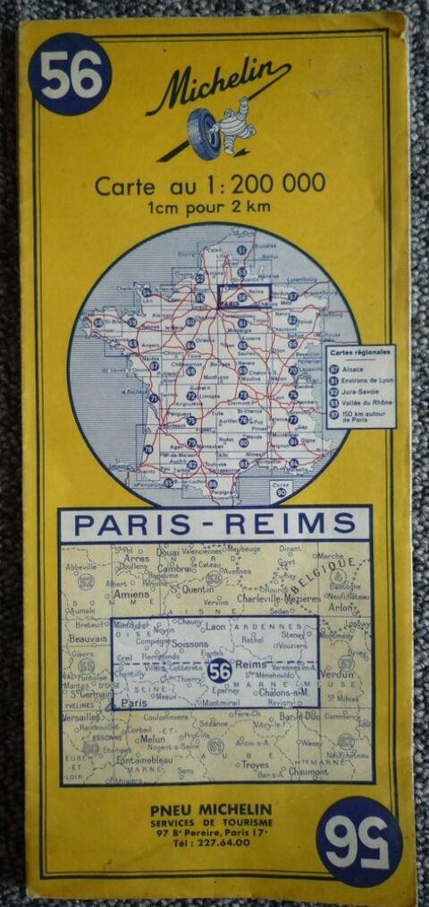 MICHELIN - Carte routire n 56 - PARIS - REIMS 2 Paris 13 (75)