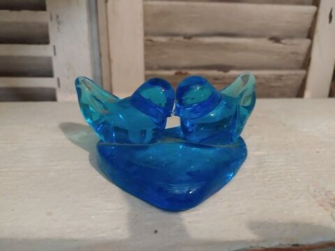 Oiseaux sur un Coeur Verre Moulé Signé Ron Ray 1992. 24 Loches (37)