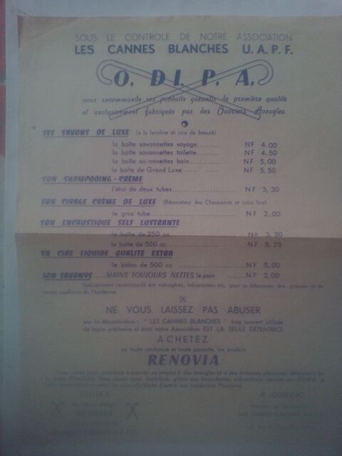 Asso. Les cannes blanches U.A.P.F.  O.DI.P.ARenovia Paris 7 Nrac (47)