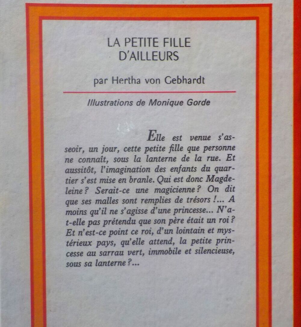 LA PETITE FILLE D'AILLEURS de H. VON GEBHARDT Coll SPIRALE Livres et BD