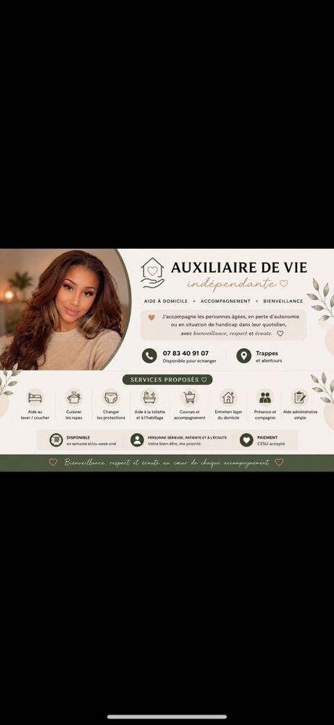 auxiliaire de vie ind&eacute;pendante 0 78000 Versailles