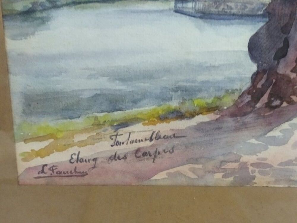 Tableau Aquarelle Fontainebleau &Eacute;tang des Carpes Décoration