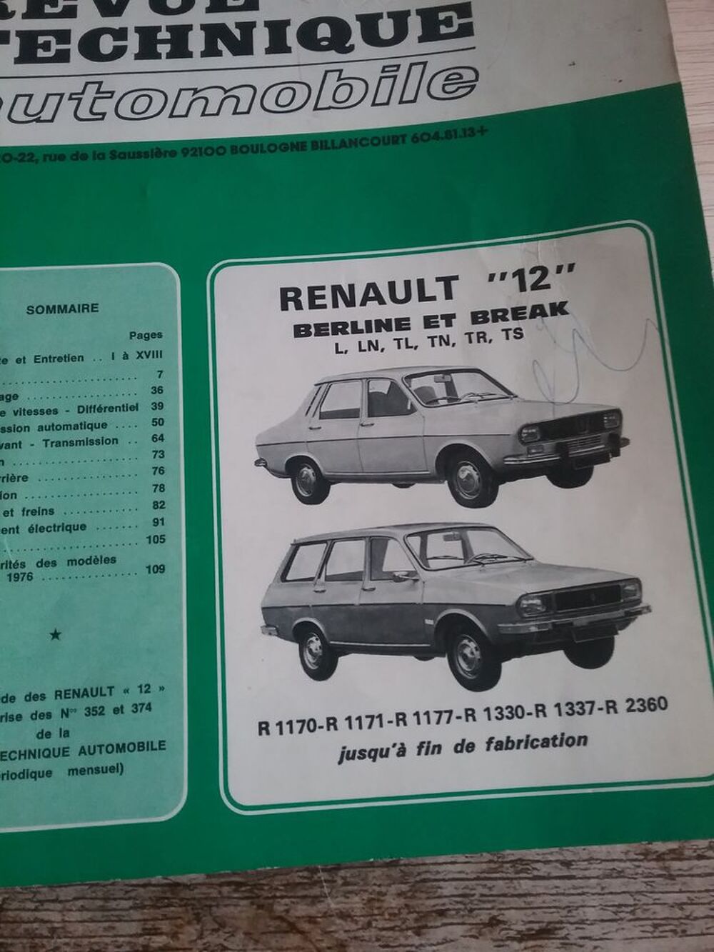 Revue technique automobile Renault 12 berline et break Bricolage
