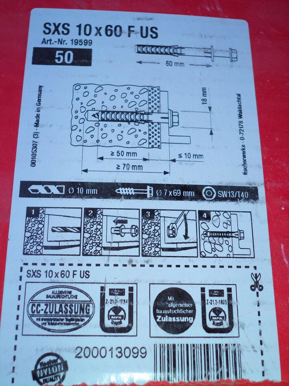 FISCHER 50 tirefonds + chevilles Bricolage