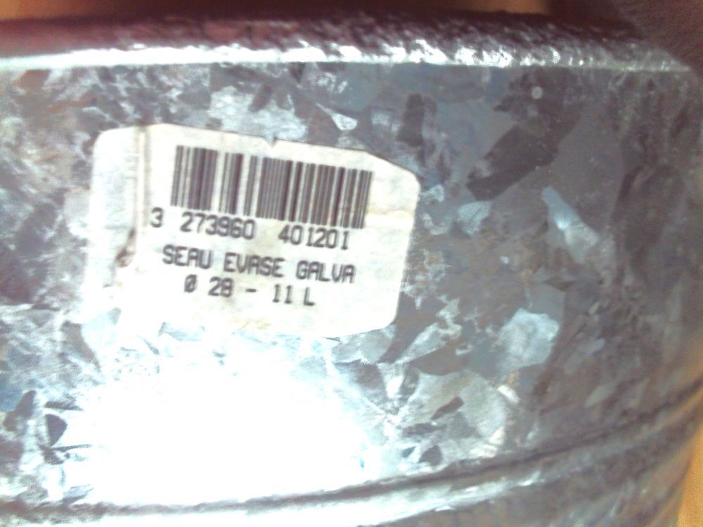 Seau de m&eacute;nage vintage Guillouard acier galvanis&eacute; zinc, 11 L Jardin