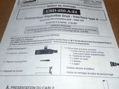   Connecteur séparable droit interface type A CSD-250-A-24 