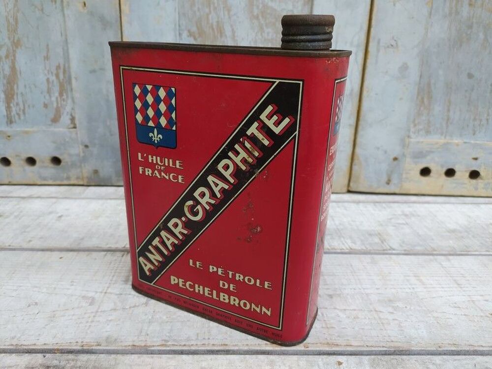 Ancien Bidon Huile ANTAR Graphite Pechelbronn 2L
