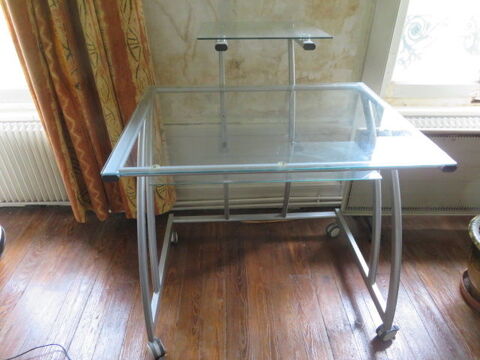 Table informatique design verre tremp et alu avec 4 roues 80 Chazay-d'Azergues (69)