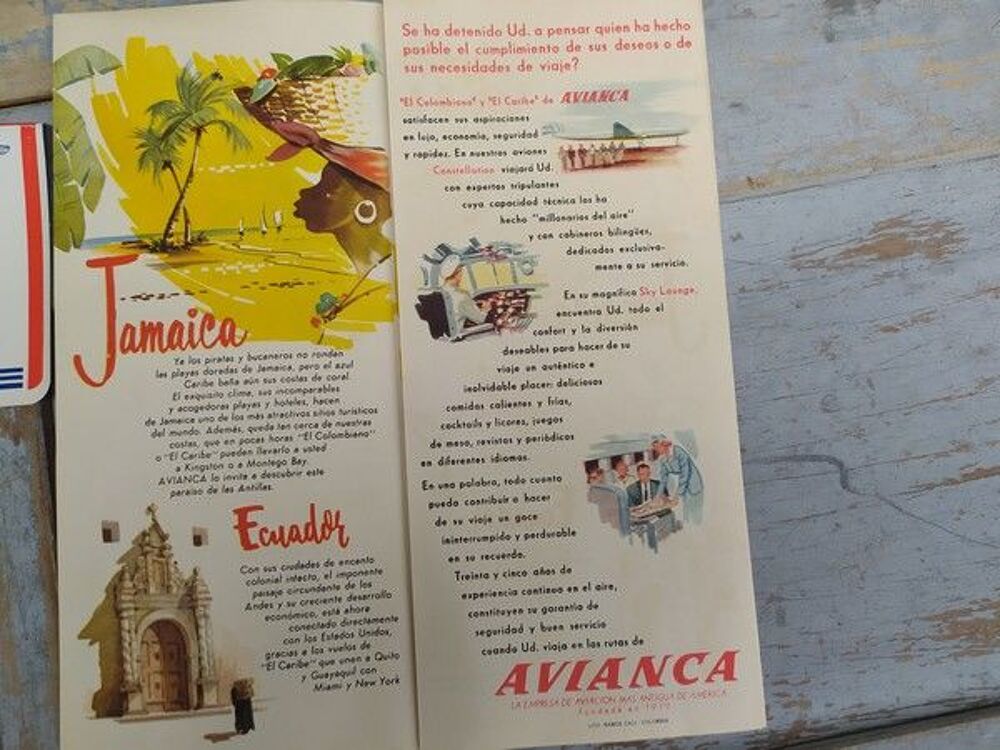 Publicit&eacute; Avianca Carpeta de Vuelo Colombia America Airline 