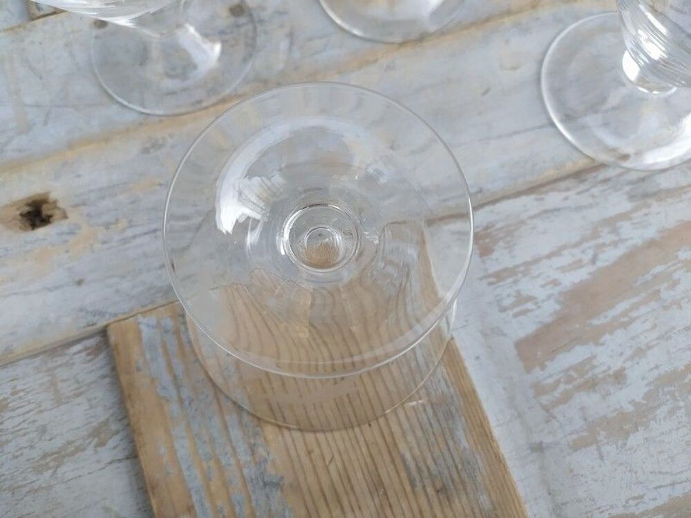 Verres Coniques Cristal Grav&eacute; Fleurs Vintage Décoration