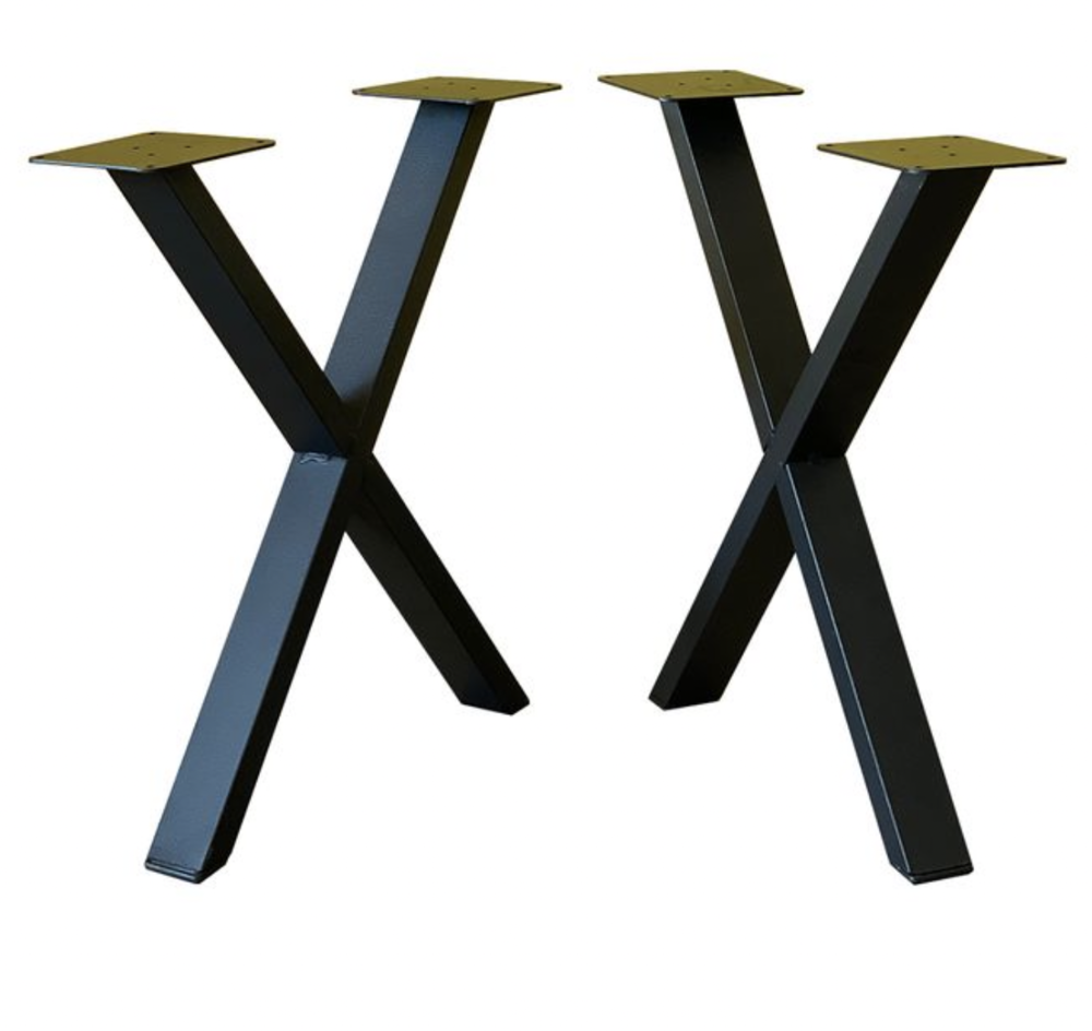 2 Pieds de table en m&eacute;tal en X noirs, Style industriel Meubles