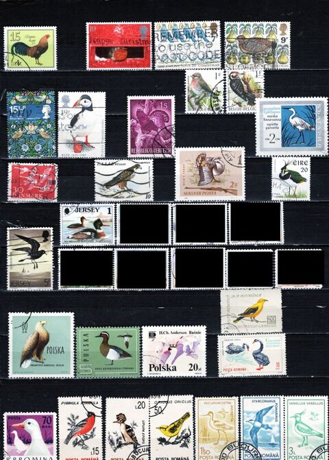 lot de 36 timbres d'EUROPE avec des OISEAUX 2 Les Églisottes-et-Chalaures (33)
