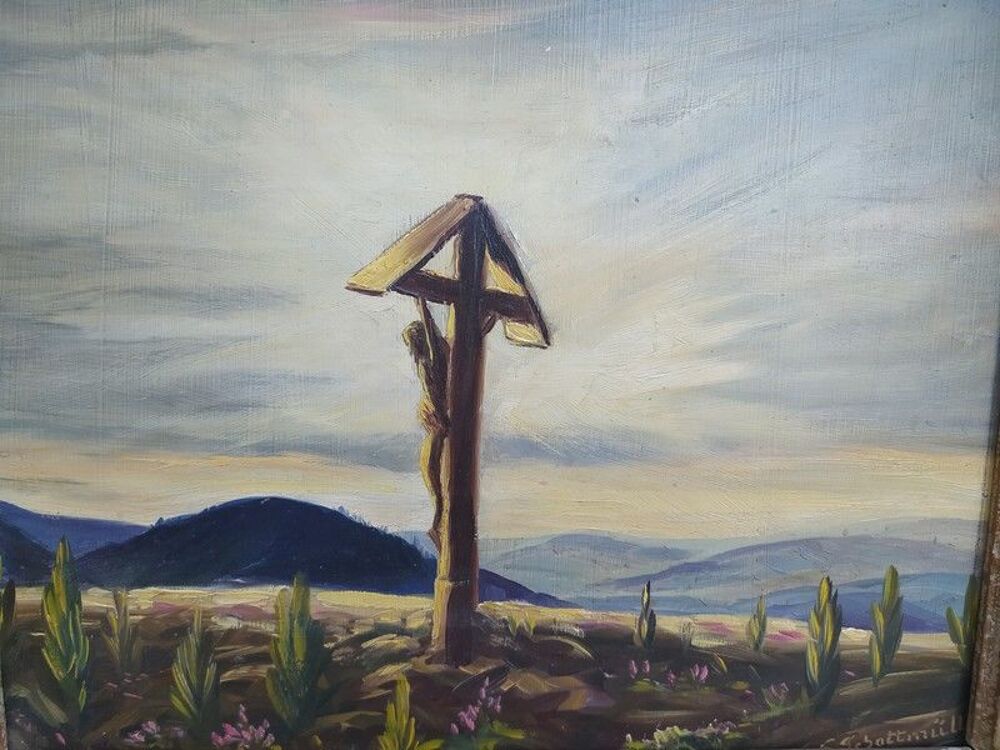 Tableau Calvaire Christ For&ecirc;t Noire Emil Schottm&uuml;ller Décoration