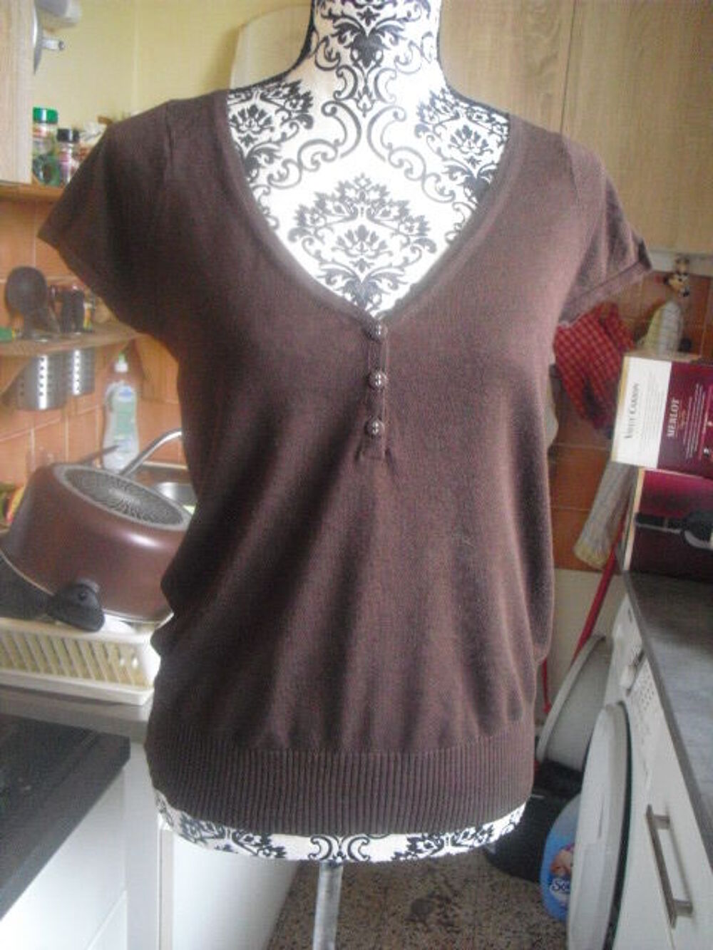 PULL marron fon&ccedil;&eacute; NEUF SINEQUANONE TAILLE 1 Vêtements