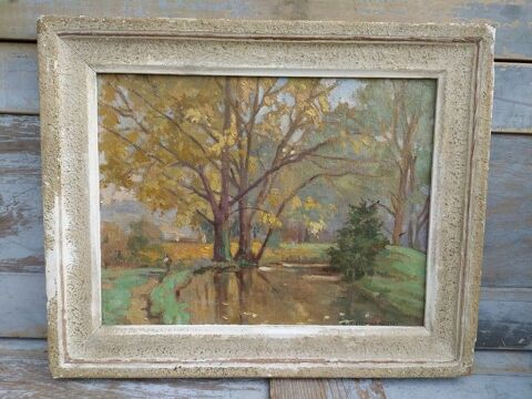 Charles Hirlemann Tableau Paysage L'Orne en Automne 180 Loches (37)