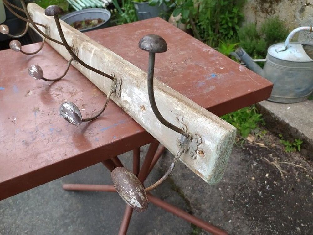 Ancien Porte Manteau Bois et M&eacute;tal 5 Pat&egrave;res 1900 Meubles