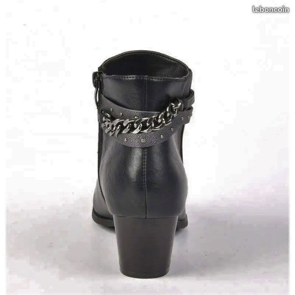 Bottines bottes Mode noire bel effet cuir noir Neuf - P 36 Chaussures