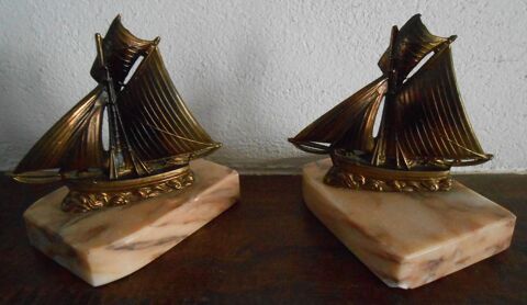 Serre-livres ou presse-papiers ? Voiliers sur socle marbre 40 Limoges (87)