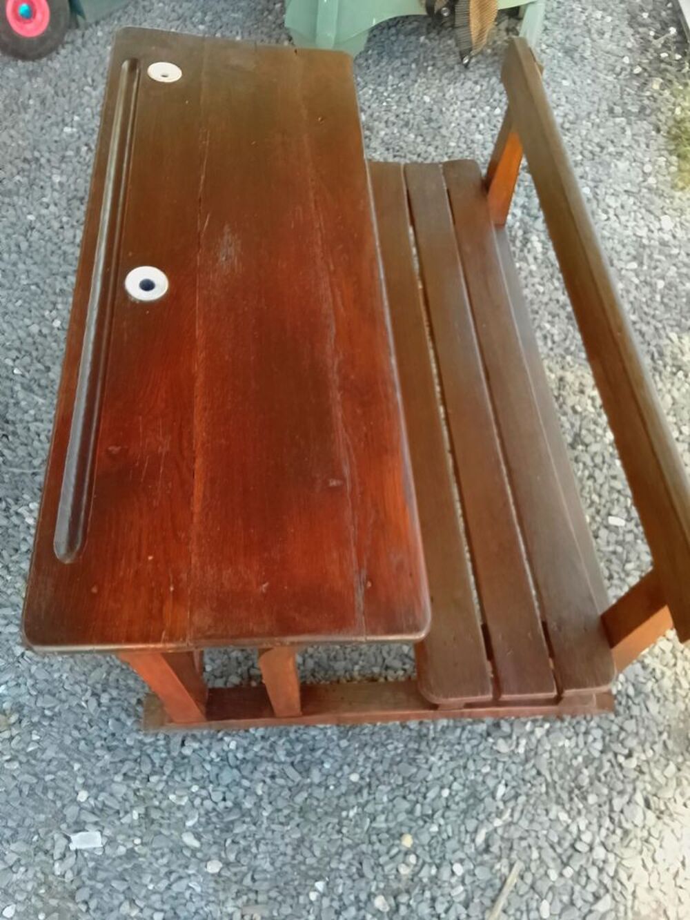 Bureau &eacute;colier double vintage petits enfants tbe encriers Meubles