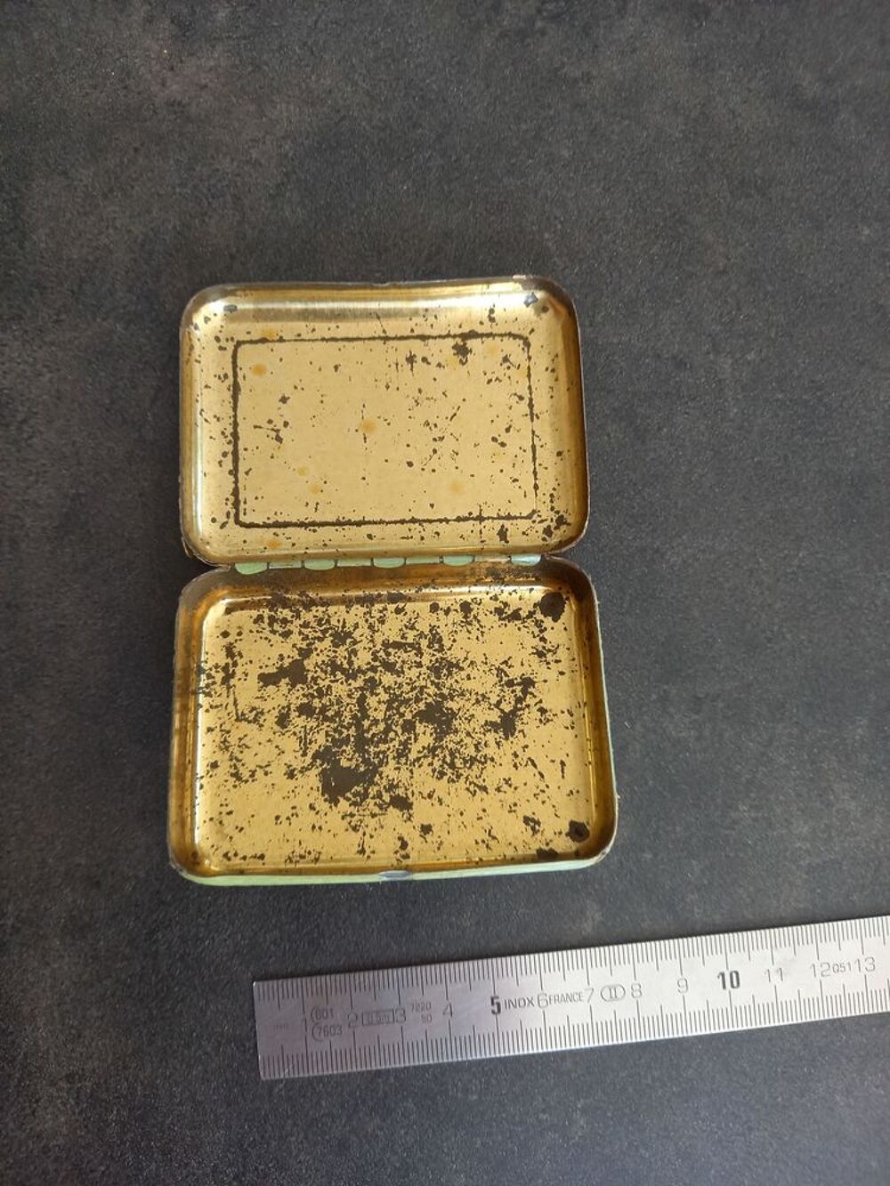 Boite m&eacute;tal ancienne Pastilles Salmon Asthme Toux Grippe Enr 