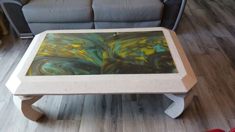 Table basse  en verre souffl et pierre plaque 250 Gouesnach (29)