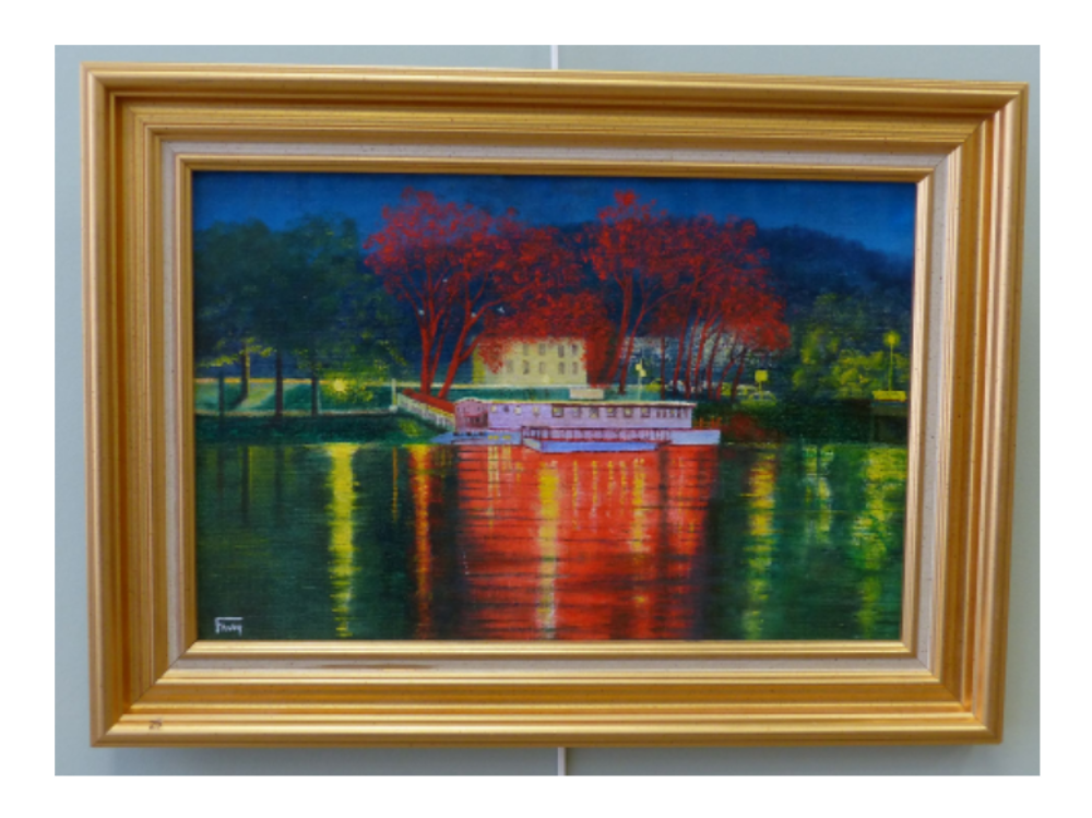 Tableau Le Chaland, sur le Doubs &agrave; Besan&ccedil;on
