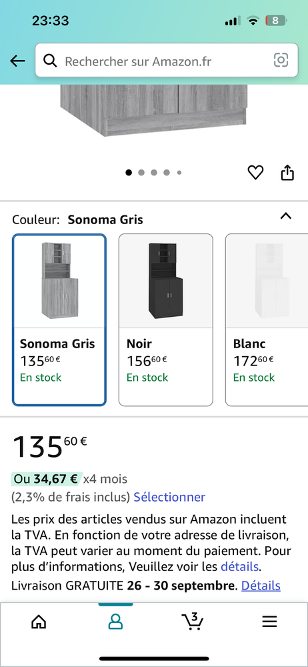 Armoire Grise en Bois pour Machine &agrave; Laver Meubles