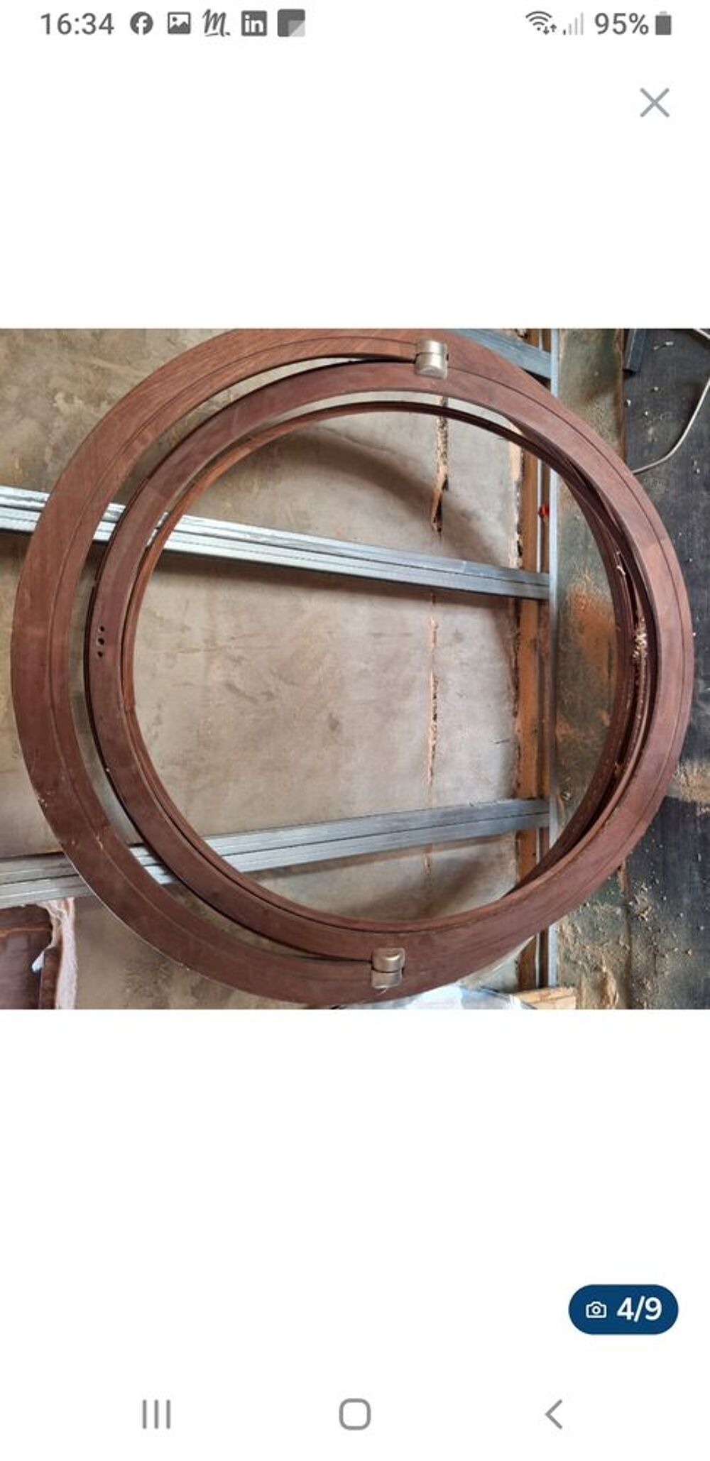Oeil de boeuf ouvrant bois exotique 125 mm HT vitre 105 mm Bricolage