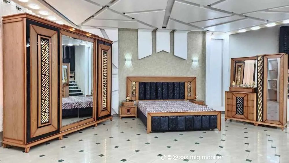 Chambre a coucher en bois v&eacute;ritable Meubles