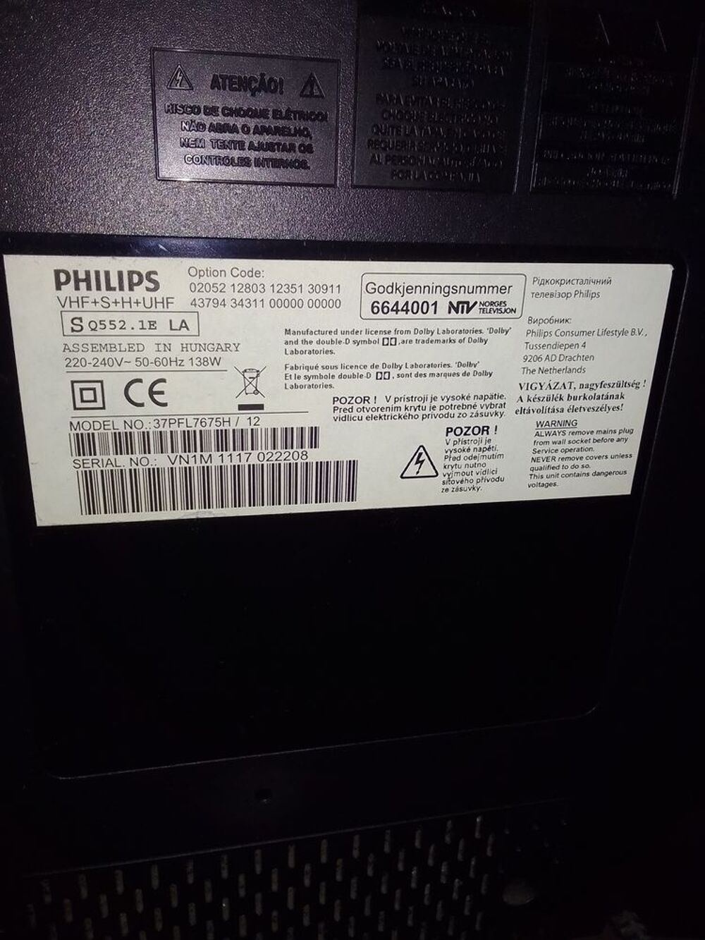t&eacute;l&eacute;vision Phillips presque jamais servi Photos/Video/TV