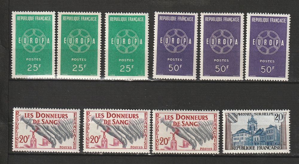 Timbres Neufs ANNEE 1959 en triple 