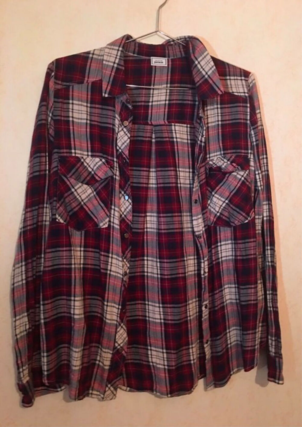 Chemise &agrave; carreaux rouge/Bordeaux Vêtements