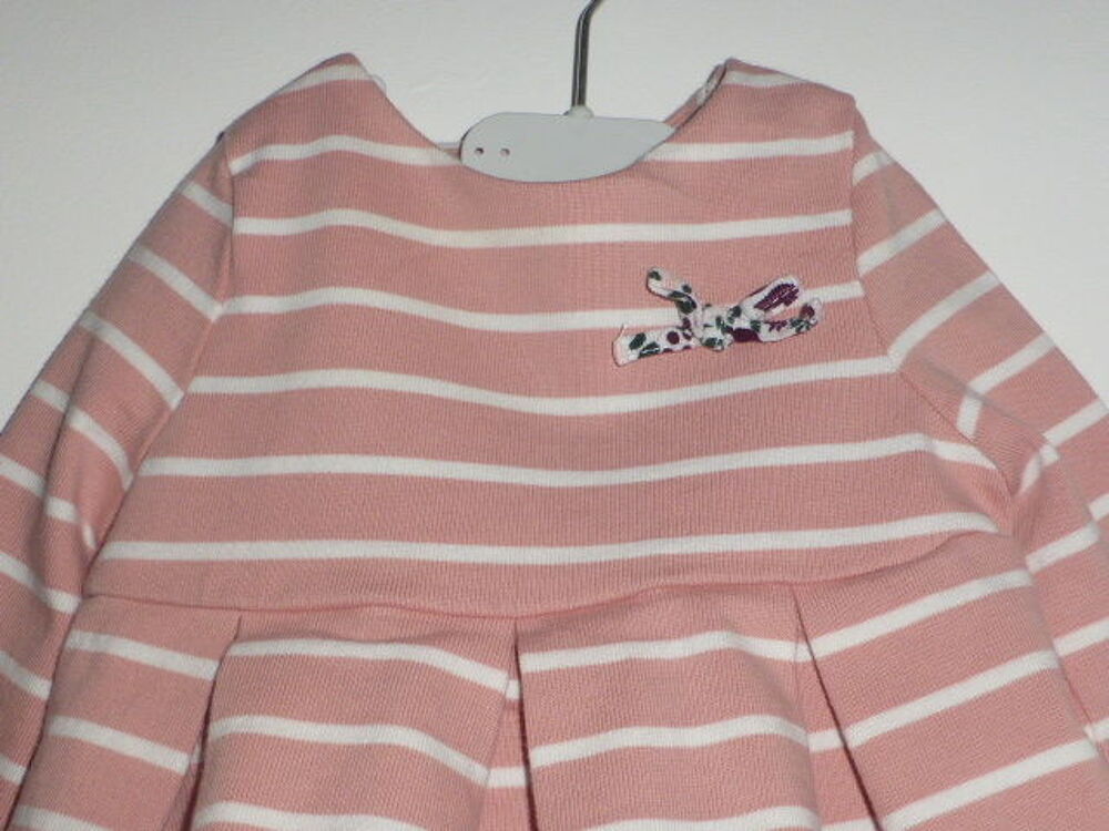 Sergent Major Robe ray&eacute;e rose blanc manches longues 9 mois Vêtements enfants