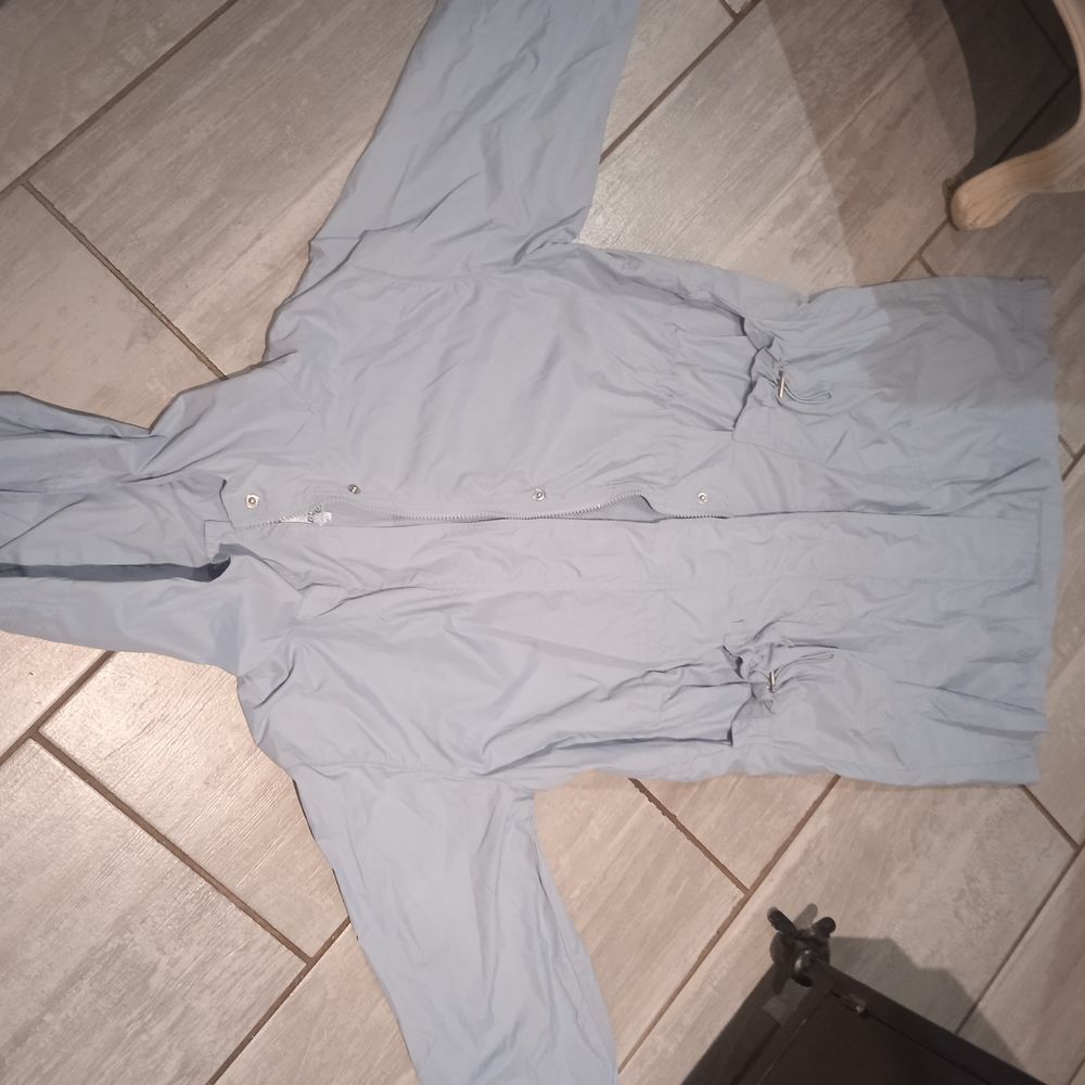 Coupe vent &agrave; capuche ceinture &agrave; la taille bleu clair Taille Vêtements